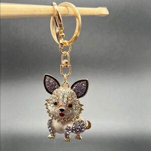 Rhinestone Corgi Dog Bag Charm | Crystal Keychain | Purse Charm